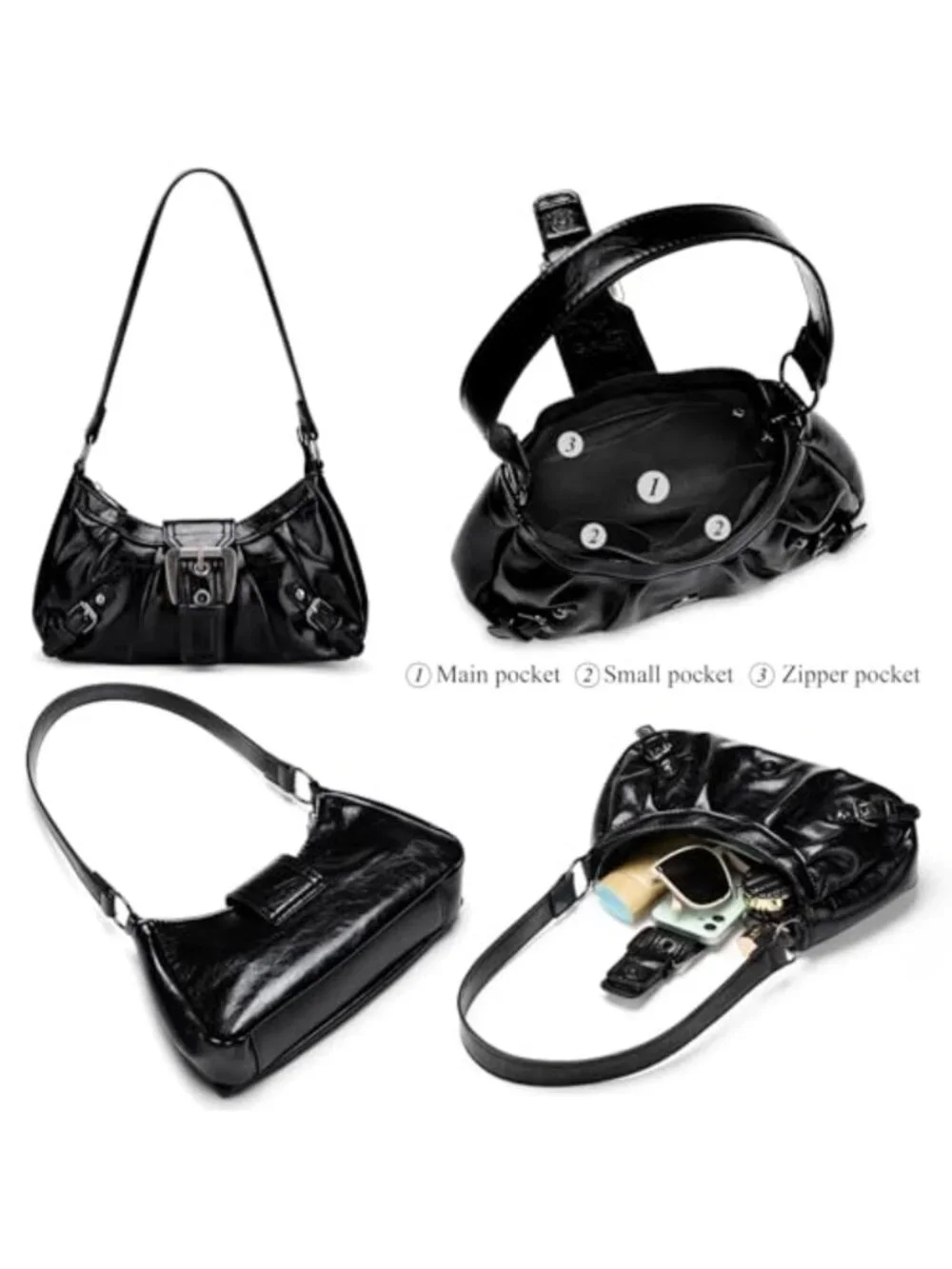 Women's Vegan Leather Hobo Shoulder Bag Top Handle Purse Tote